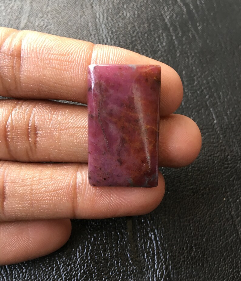 Brilliant Ruby Zoisite Cabochon Handmade Ruby Zoisite Rectangle shape Cabochon Pendant Use 31X18MM One sided Polish Ruby Loose Gemstone RZ08