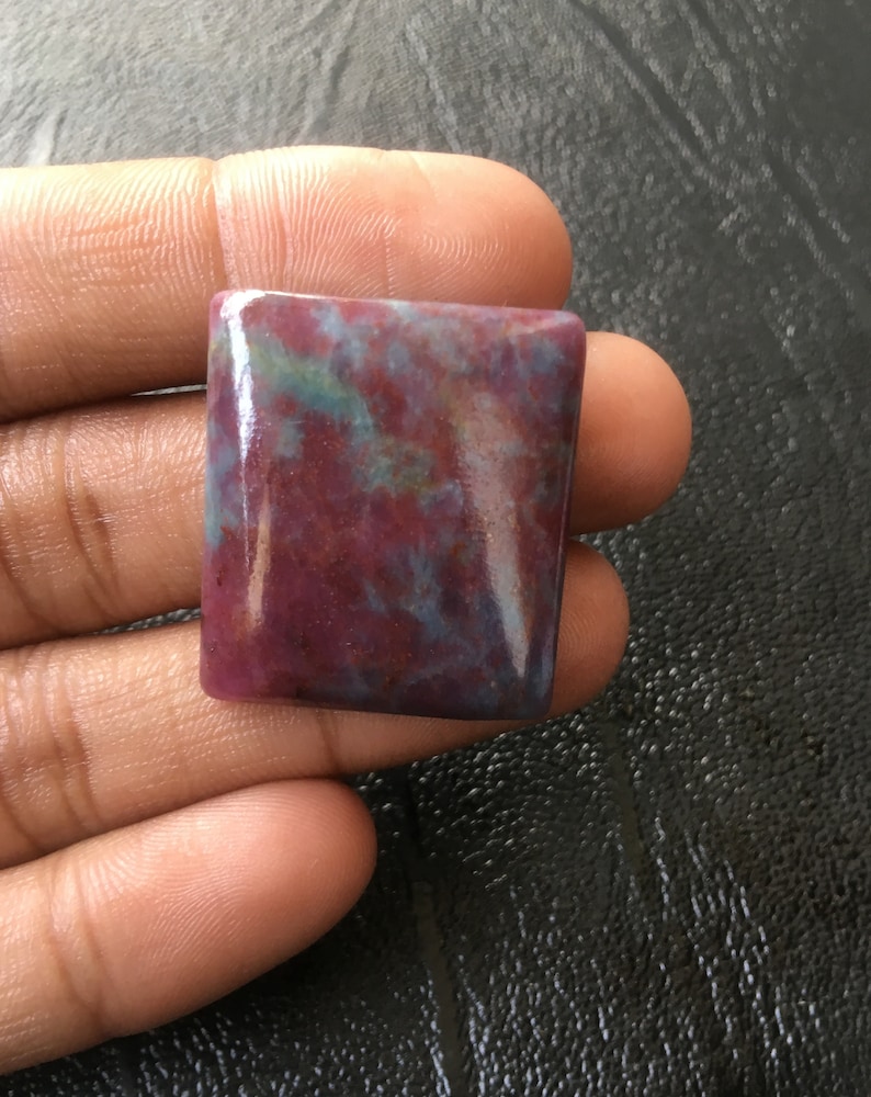 Top Quality Ruby Zoisite Cabochon Handmade Ruby Zoisite Square shape Cabochon Pendant Use 29X26MM One sided Polish Ruby Loose Gemstone RZ04