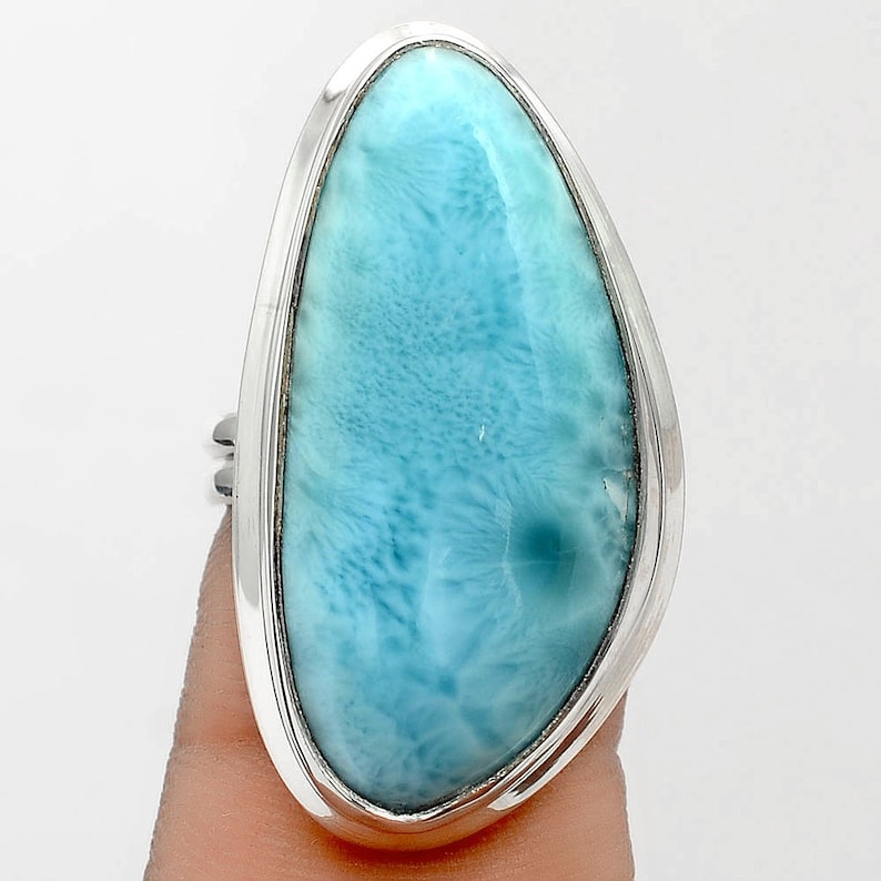 Dominican Republic Larimar 925 Sterling Silver Ring s.6 Jewelry SDR84909