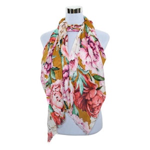 Floral Print Scarf • Lightweight Fashion Shawl • Boho Soft Wrap for Women • Trendy Neck Scarf • Gift for Her • Spring Summer Style