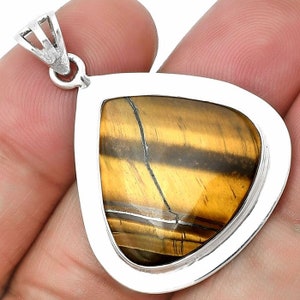 Tiger Eye Silver Pendant • 925 Sterling Silver Necklace • Handmade Gemstone Silver Jewelry • Silver Pendant • Men’s Women’s Protective Gift