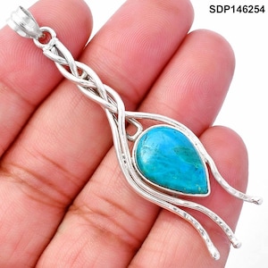 Peruaanse opalina sterlingzilveren hanger ketting handgemaakte boho edelsteen sieraden cadeau voor vrouwen