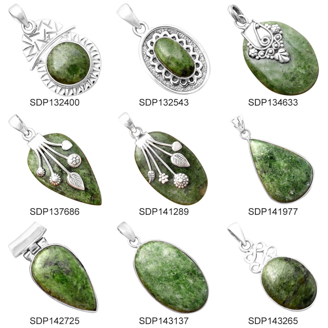 Natural Serpentine Pendant, 925 Sterling Silver Pendant, Gemstone