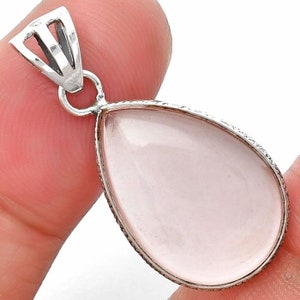 Rose Quartz Silver Pendant for Love & Healing | 925 Sterling Silver Necklace | Heart Chakra Jewelry | Handmade Gift for Her
