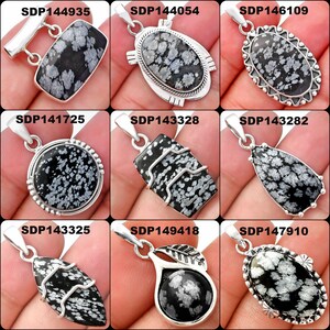 Snowflake Obsidian Pendant 925 Sterling Silver Pendant Handmade Jewelry Gemstone Pendant Necklace Chain Necklace Gift for Her