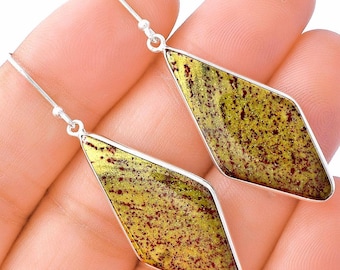 Imperial Jasper Dangle Earrings: 925 Sterling Silver Boho Jewelry