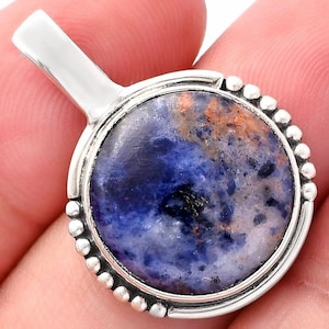 Sodalite Silver Pendant • Natural Blue Gemstone Necklace • 925 Sterling Silver Pendant • Handmade Boho Silver Jewelry • Gift for Her