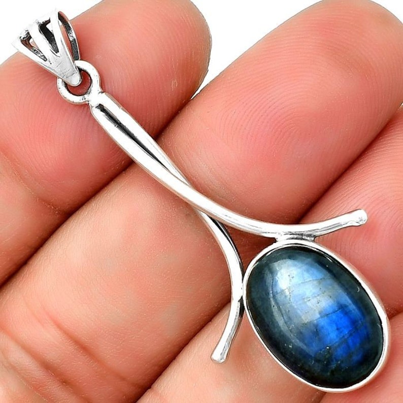 Blue Fire Labradorite Gemstone Handmade 925 Sterling Silver Pendentif, Antique Labradorite Jewelry Pendentif Cadeau pour le cadeau de la fête des mères SDP134837