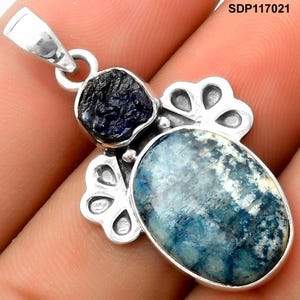 Blue Scheelite Sterling Silver Pendant: Spiritual Gemstone Necklace