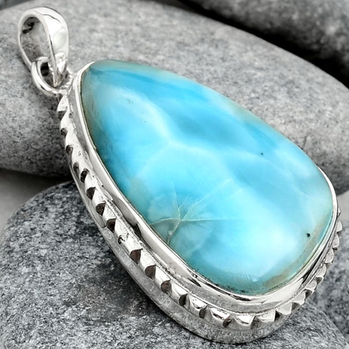 10g Top Grade Larimar Dominican Republic 925 Silver Pendant | Etsy