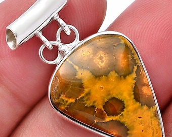 Ciondolo in diaspro oceanico e argento, gioiello in argento sterling 925, gioiello con pietra preziosa naturale