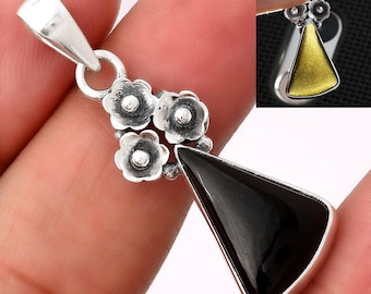 Tektite Sterling Silver Pendant Handmade Space Stone Necklace Unique Cosmic Jewelry Gift Womens