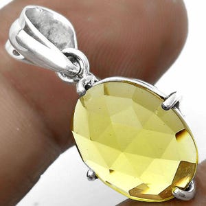 Lemon Quartz Silver Pendant • Natural Yellow Gemstone Necklace • 925 Sterling Silver Jewelry • Solar Energy Silver Jewelry • Gift for Her