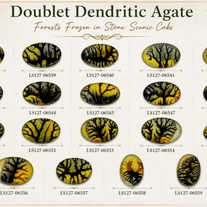 Doublet Dendritic Agate Cabochon | Scenic Tree Pattern Gemstone | Loose Stone