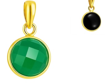 Groene onyx hanger ketting, 18K vergulde messing bedel, minimalistische edelsteen cadeau voor haar