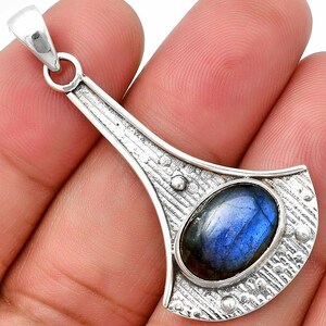 Blue Fire Labradorite Gemstone Handmade 925 Sterling Silver Pendentif, Antique Labradorite Jewelry Pendentif Cadeau pour le cadeau de la fête des mères SDP140261