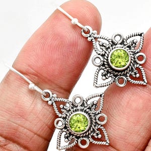 Star Silver Earrings • Handmade Filigree Dangle Earrings • Vintage Tribal Ethnic Jewelry • 925 Silver Earrings • Boho Gemstone Drop Earring
