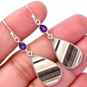 Prairie Agate Sterling Silver Dangle Earrings: Handmade Boho Jewelry