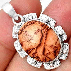 Indian Paint Jasper Silver Pendant • Jasper Gemstone Necklace • Handmade 925 Sterling Silver Jewelry • Silver Pendant • Gift for Her