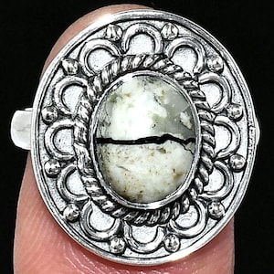 White Buffalo Turquoise Ring | Authentic Nevada Gemstone in 925 Sterling Silver | Boho Western Statement Ring | Handmade Gem Jewelry for Her