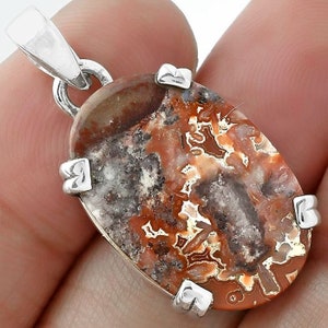 Laguna Lace Agate Silver Pendant • 925 Sterling Silver Necklace • Natural Agate Gemstone Jewelry • Stone Pendant • Handmade Gift for Women