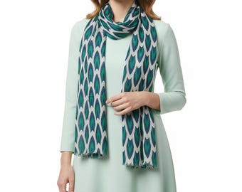 Geometrischer Schal, leichter Mosaik-Schal, ideal für Sommer und Reisen, weicher Halsschal für Damen