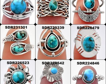 Morenci Turquoise Ring, Sterling Silver band, handcrafted Southwest turquoise jewelry, Gift for her, Ring for Women, Jasper Gemstone Ring