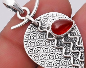 Handgemachter Karneol Anhänger, 925 Sterling Silber Halskette, Natürlicher Edelstein Schmuck