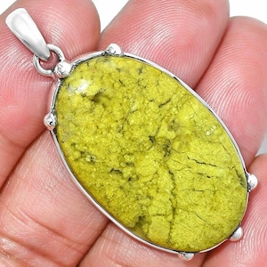 Natural Green Opal Pendant: Handmade Sterling Silver Bezel Setting