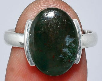 Bloodstone Sterling Silver Ring: Natural Gemstone, Warrior's Stone