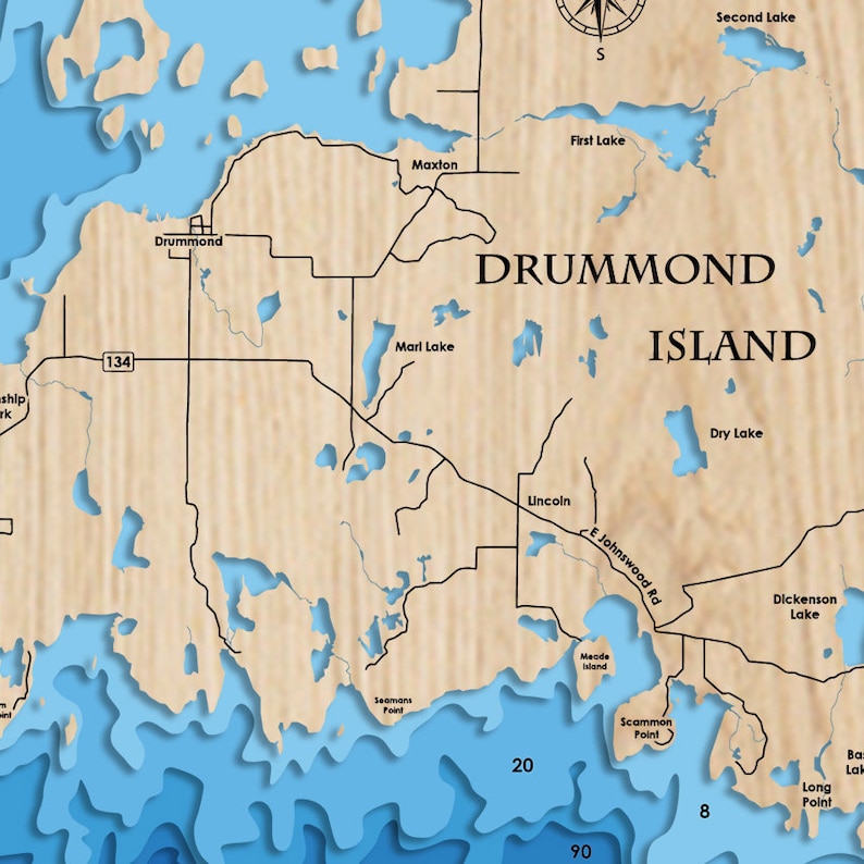 Digital File PDF SVG Drummond Island Michigan Map Etsy