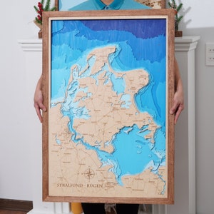 Personalizza qualsiasi mappa di lago, isola, costa / Mappa batimetrica e topografica / Casa sul lago, casa in legno, arte murale, inaugurazione della casa, regalo per la festa del papà