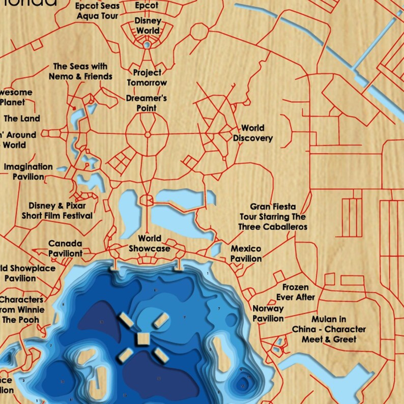 Digital File PDF, SVG - Epcot Florida, Bathymetric Depth Layers SVG ...