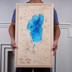 Carte des sentiers personnalisée en cadeau, carte de randonnée personnalisée | Carte bathymétrique et topographique | Art mural, pendaison de crémaillère, cadeau fête des pères