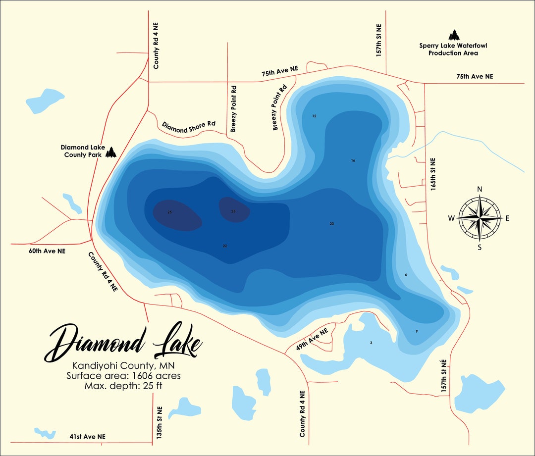 Digital File PDF SVG Diamond Lake Atwater Minnesota Etsy