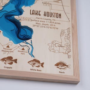 Personalisierte Holz See Karte, Benutzerdefinierte Fisch See 3D Holzkarte, Topographische Karte, Haus am See, Hütte Wandkunst, Weihnachten, Vatertags Geschenk