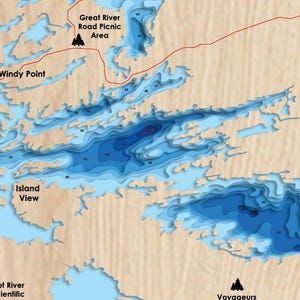 Digital File PDF, SVG - Rainy Lake Map, Bathymetric Depth Layers SVG ...