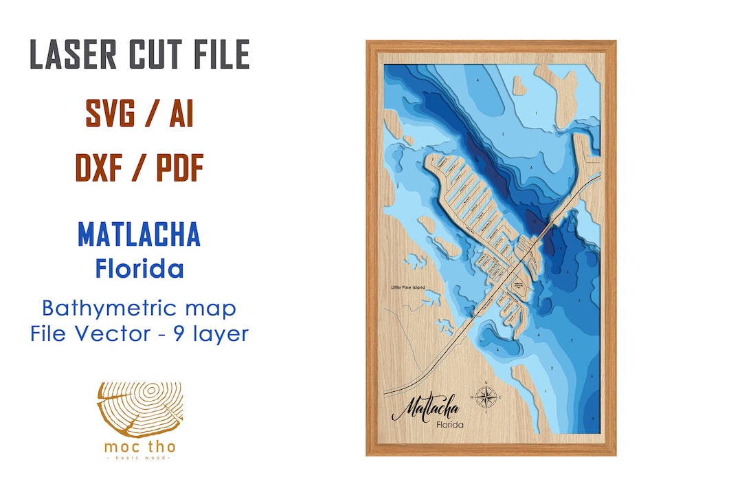 Digital File PDF SVG Matlacha Florida Map Bathymetric Depth Layers Il 1080xN.4772071768 269b 