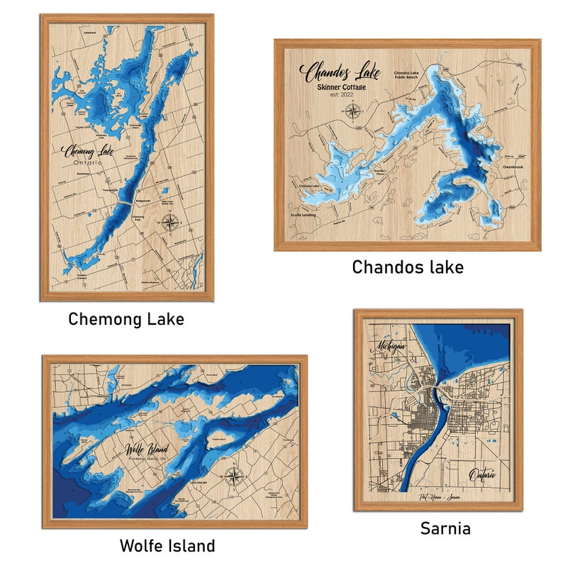 Digital File PDF, SVG Lake Simcoe Ontario, Bathymetric Depth Layers SVG File, Layered Vector, Laser Cut File, wedding gift, image 8