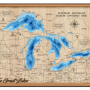 Digital File PDF, AI, SVG the Great Lakes Map Wood Multilayer Laser Cut ...