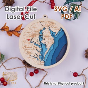 Archivo digital SVG: adorno navideño de la bahía de Chesapeake de 6 pulgadas, regalo de inauguración de la casa personalizado, adorno para una casa nueva, regalo de Navidad, cabaña