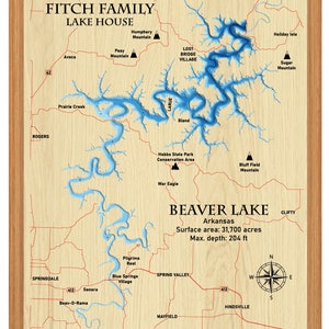Digital File PDF, SVG - Beaver Lake Arkansas Map Bathymetric Depth