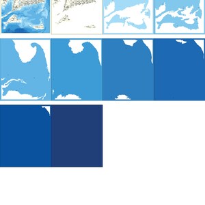 Digital File PDF, SVG - Cape Cod Massachusett Bathymetric Depth Layers ...