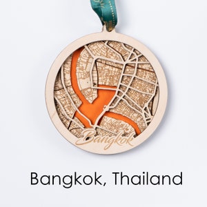 Bangkok, Thailand Map Ornament, Home Wooden Christmas Ornament, Home Housewarming Gift, New Home Ornament, Xmas Gift, Cabin house