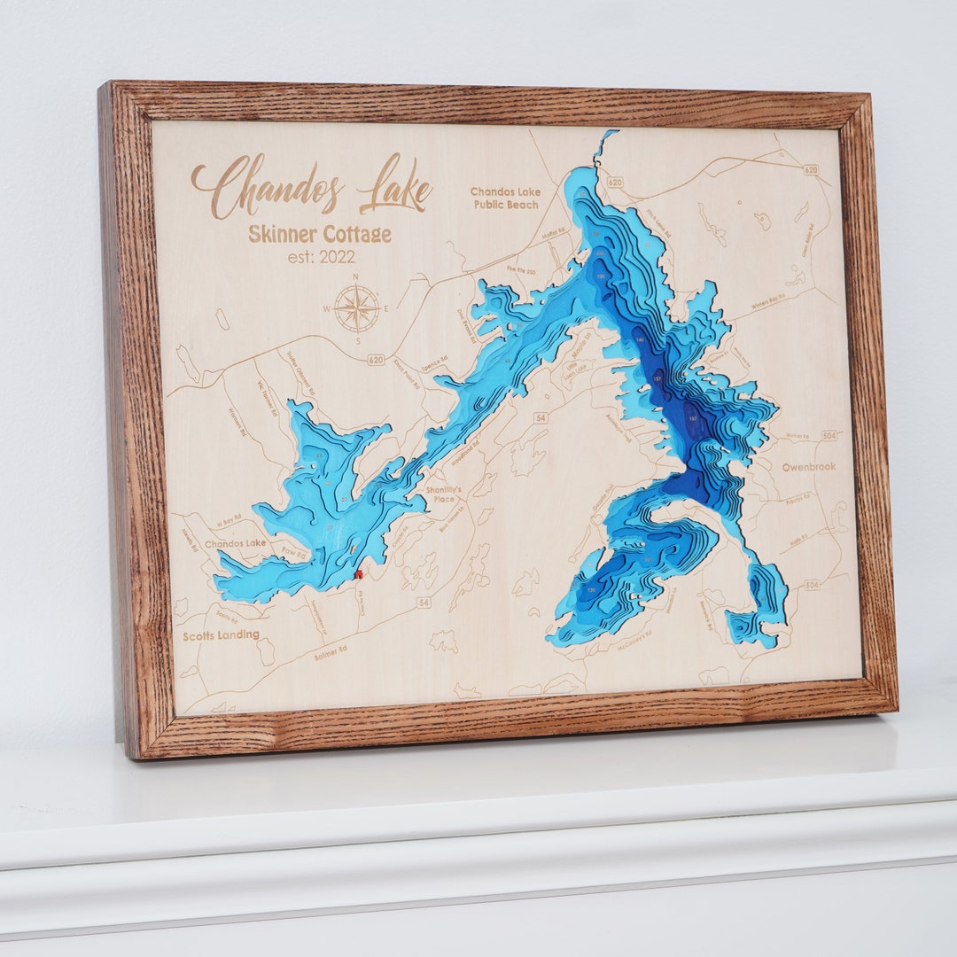 3D WOOD Custom Lake, Island, Coast Map | Bathymetric & Topographic Map ...