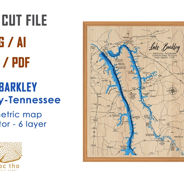 Kentucky Lake Lake Barkley Map Etsy
