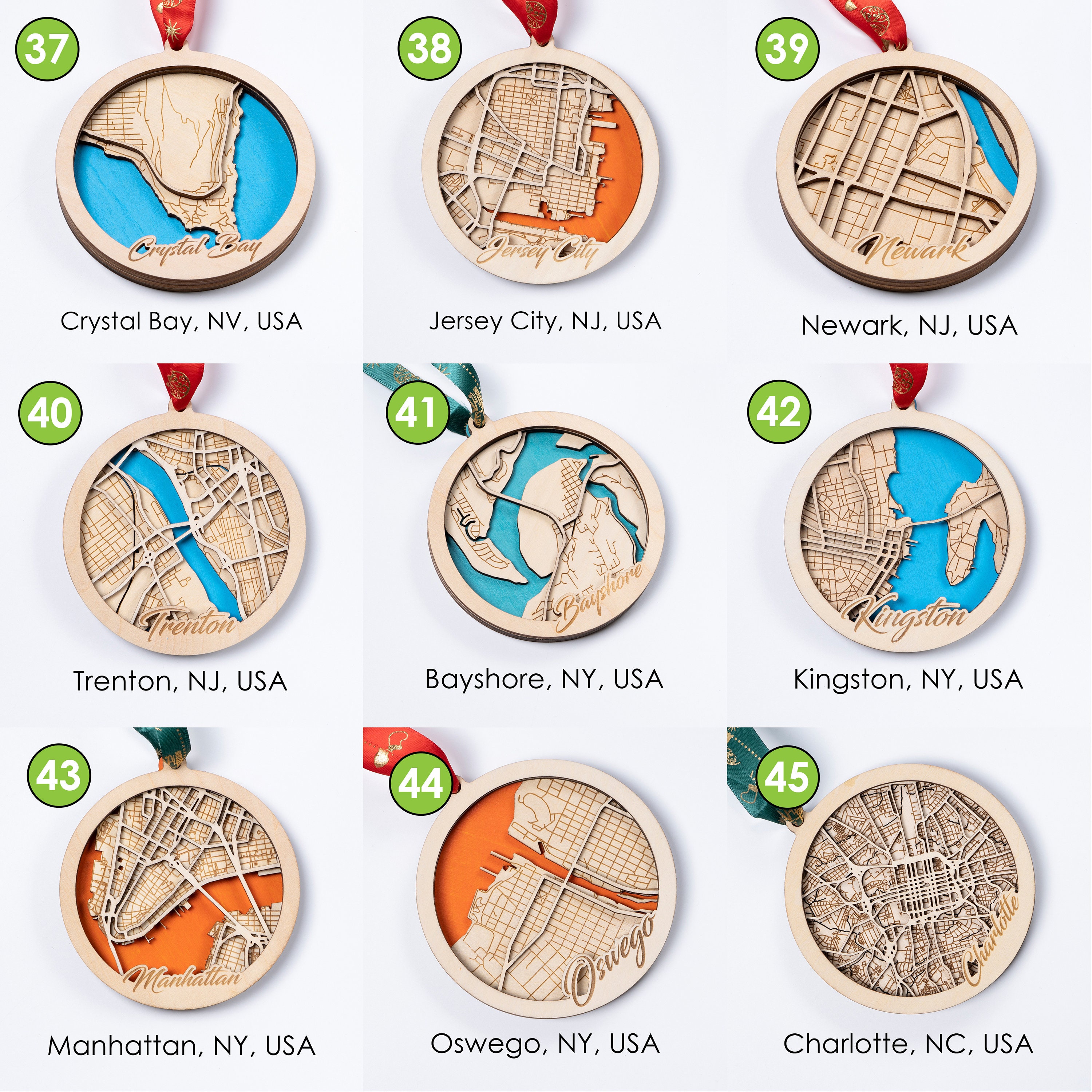 City of USA Map Ornament, Home Wooden Christmas Ornament, Home ...