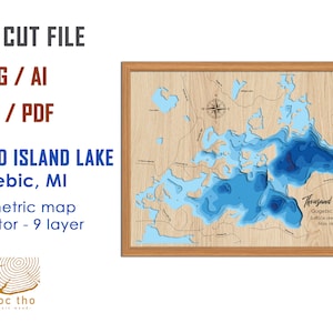 Digitale Datei PDF, SVG - Thousand Island Lake Michigan Bathymetric Depth Layers SVG-Datei, Layered Vector, Laser Cut File, Hochzeitsgeschenk