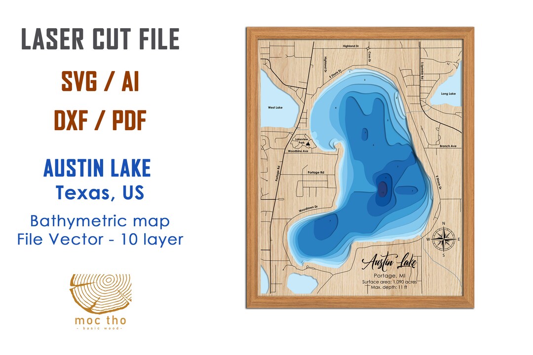 Digital File PDF SVG Austin Lake Portage Michigan Etsy