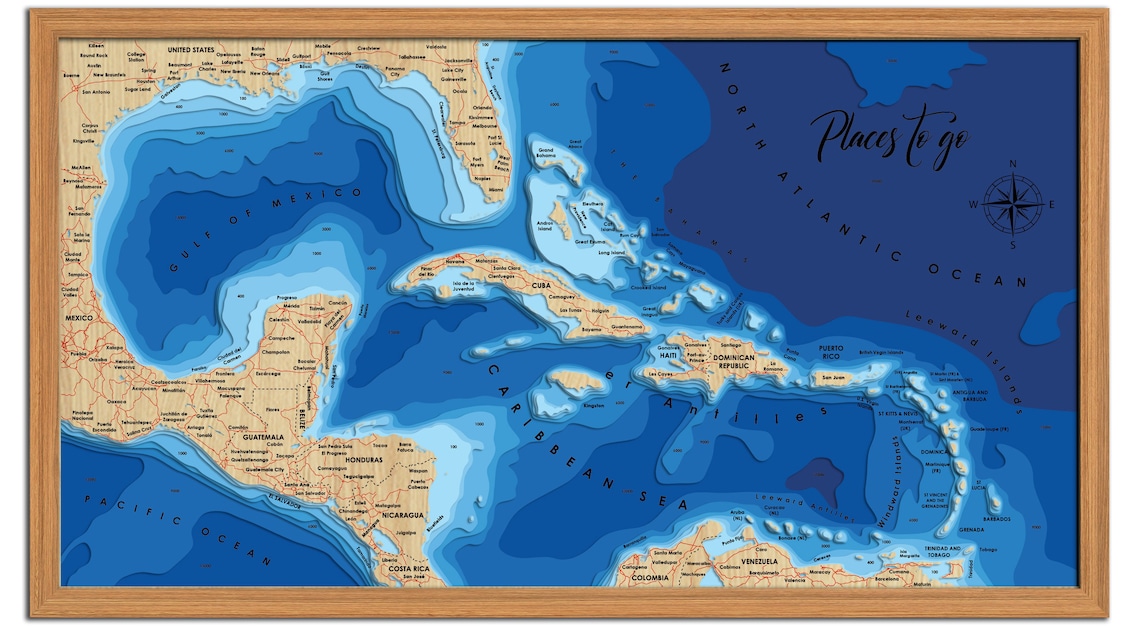 Digital File PDF, SVG Gulf of Mexico, Caribbean Sea, Bahamas Map
